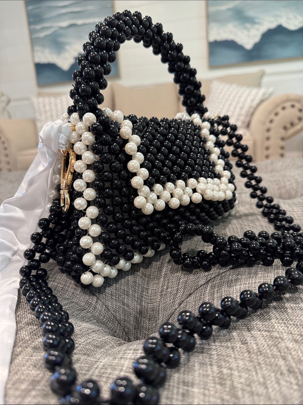 Kate Spade Bag Black White Beaded Target Limited Edition Sold Out Mini Crossbody - Picture 3 of 17